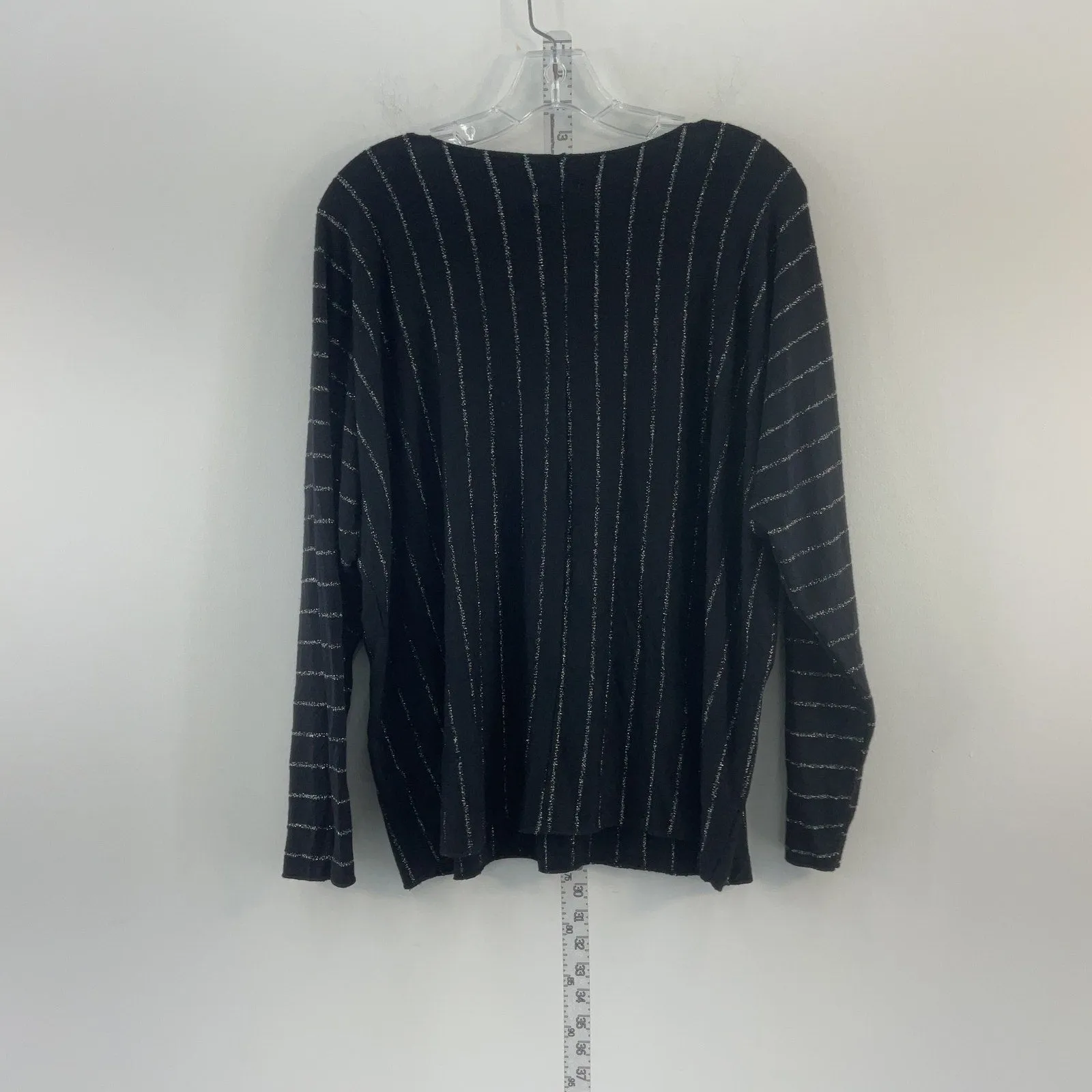 3 Stars Boat Neck Brand New Black Viscose Striped Pullover Sweater Size 6