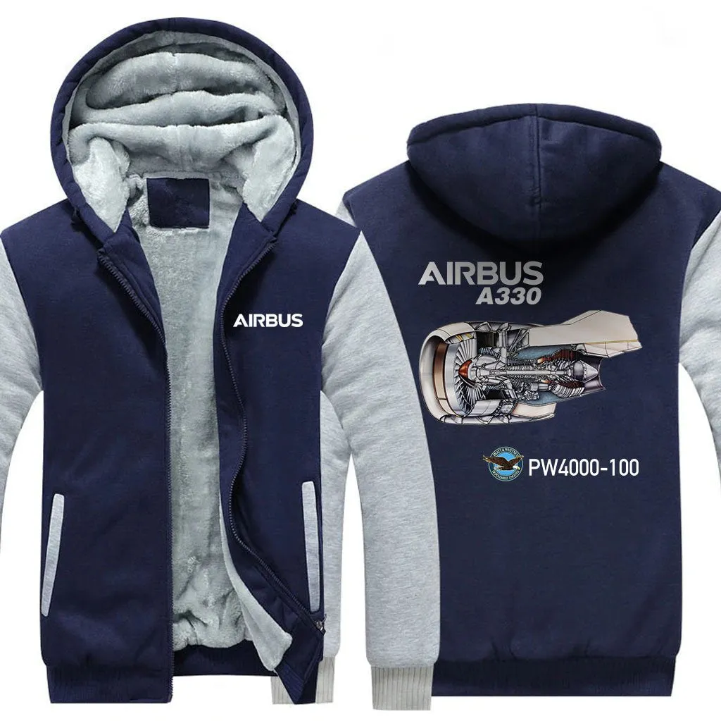 AIRBUS A330 PW 4000-100 WINTER THICK ZIP SWEATSHIRTS
