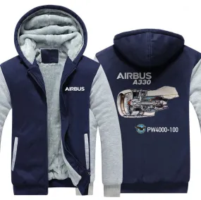 AIRBUS A330 PW 4000-100 WINTER THICK ZIP SWEATSHIRTS
