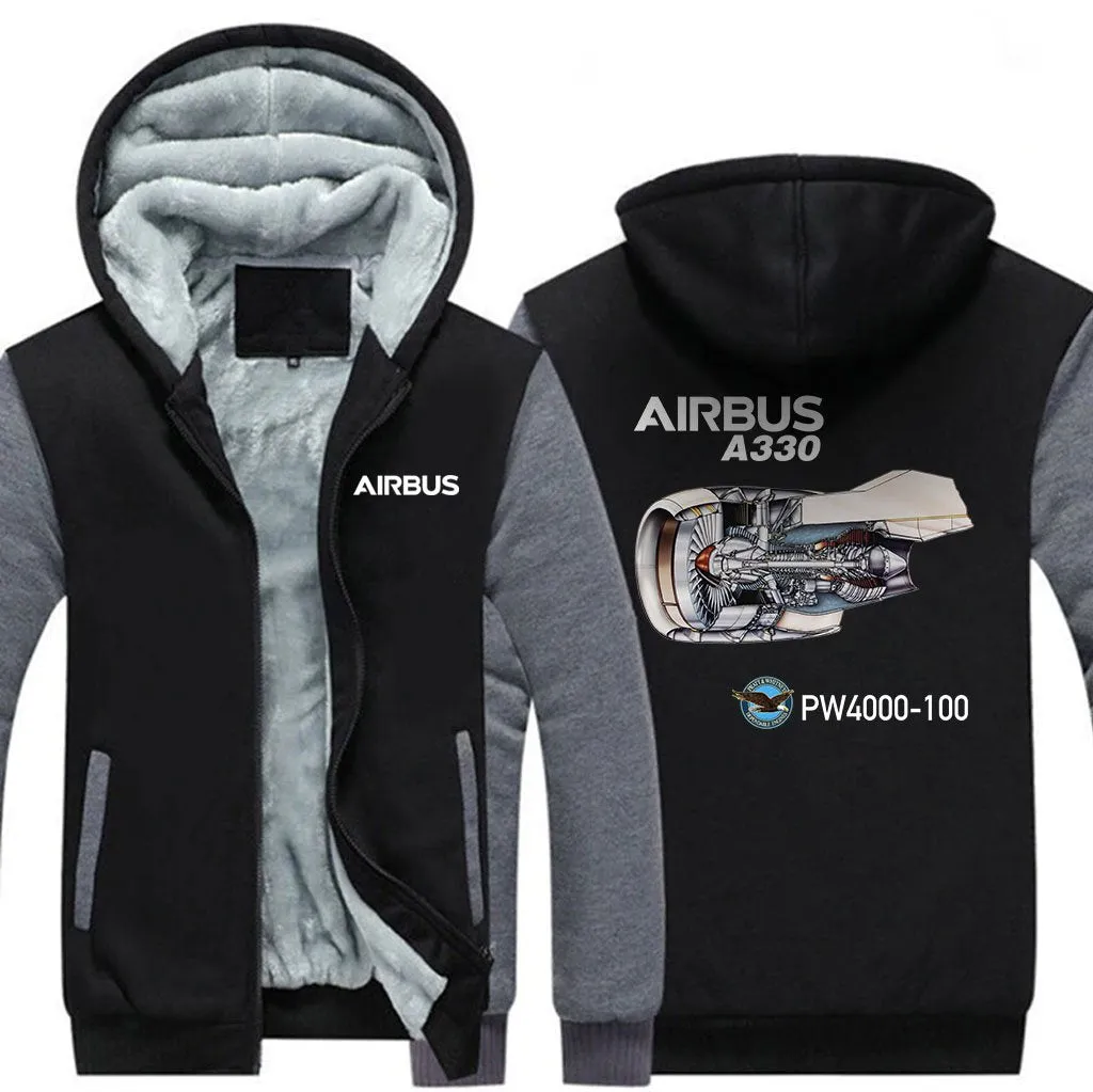 AIRBUS A330 PW 4000-100 WINTER THICK ZIP SWEATSHIRTS