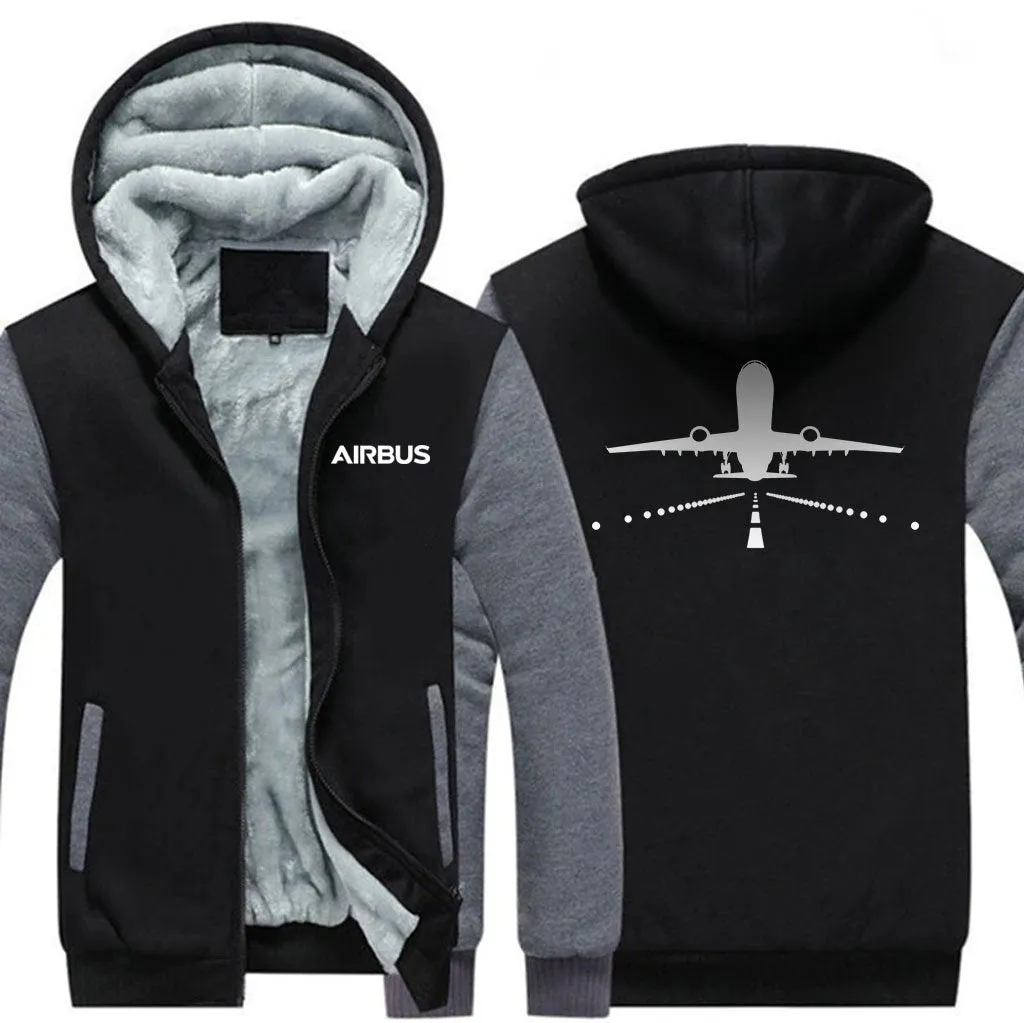 AIRBUS A330 RUNWAY WINTER THICK ZIP SWEATSHIRTS