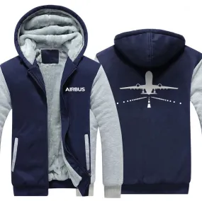 AIRBUS A330 RUNWAY WINTER THICK ZIP SWEATSHIRTS