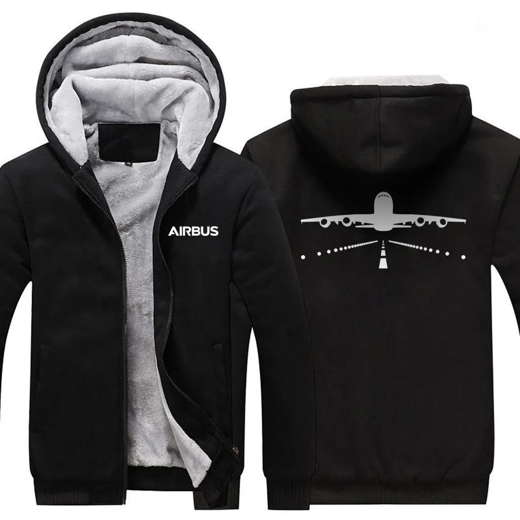 AIRBUS A380 RUNWAY WINTER THICK ZIP SWEATSHIRTS