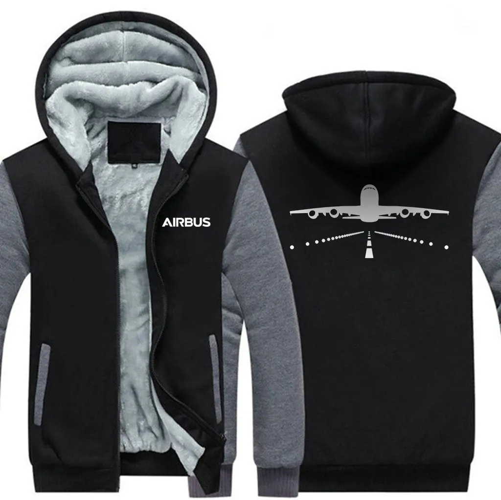 AIRBUS A380 RUNWAY WINTER THICK ZIP SWEATSHIRTS
