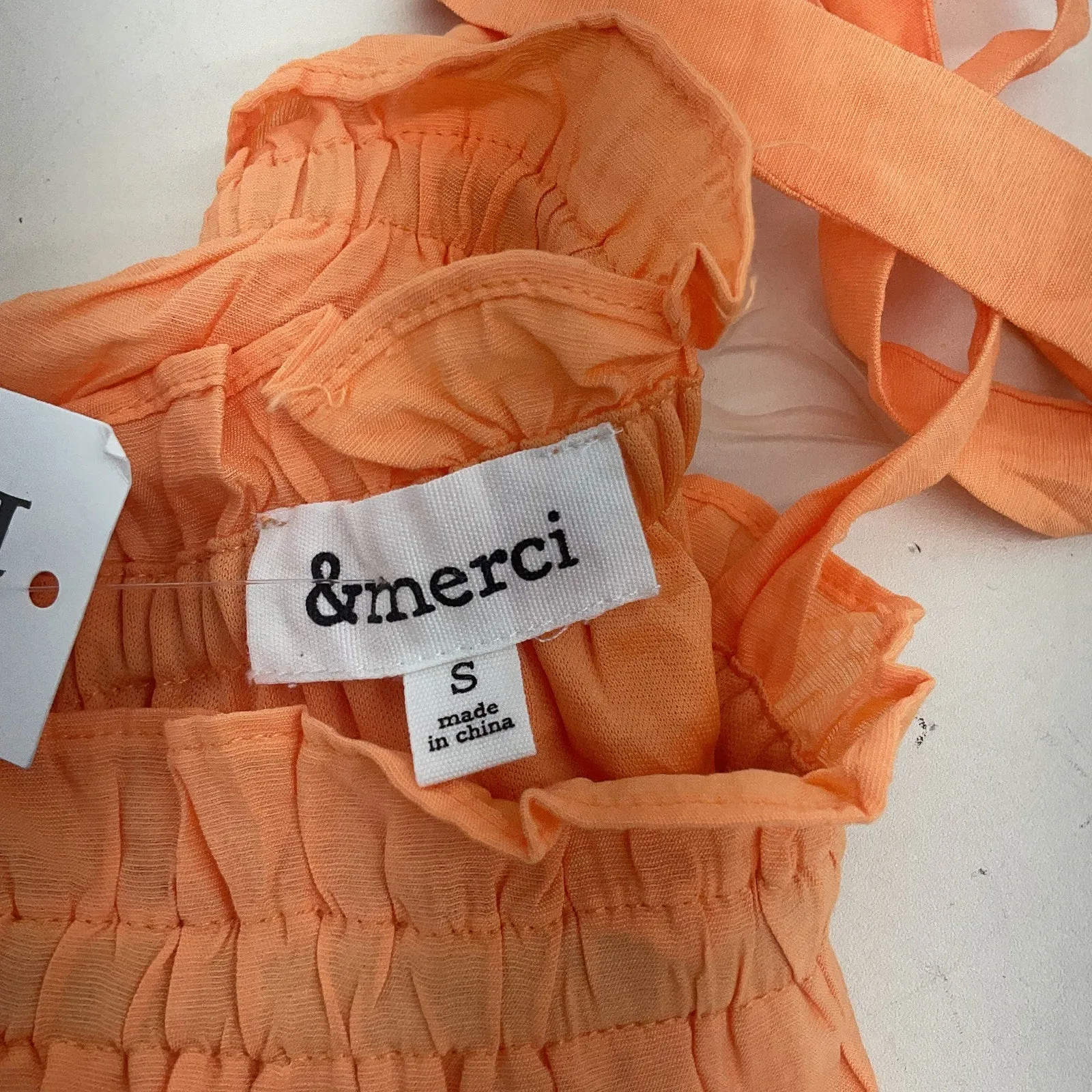 &Merci Orange Ruffled Babydoll Tank Top Women's Size S NWT Polyester