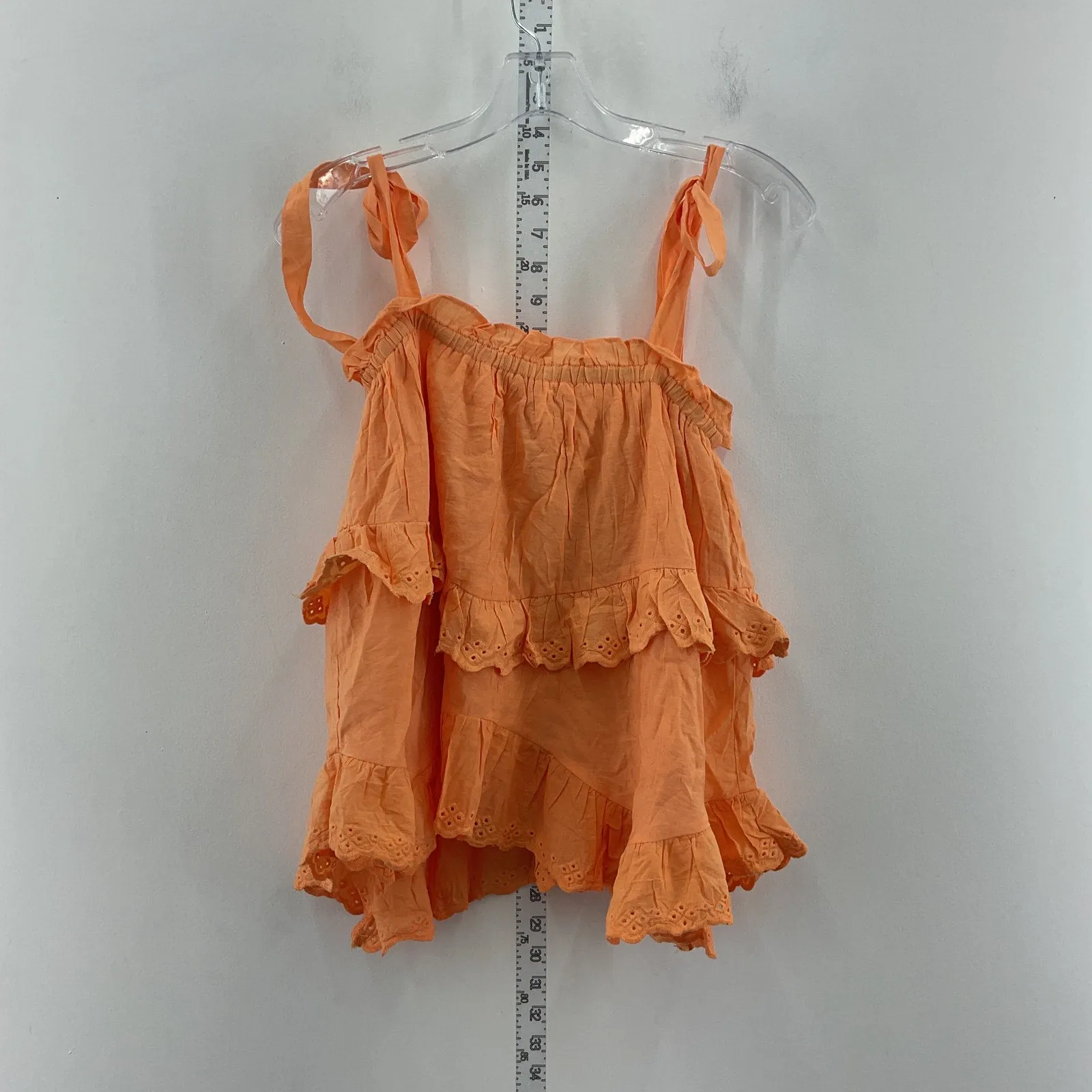 &Merci Orange Ruffled Babydoll Tank Top Women's Size S NWT Polyester