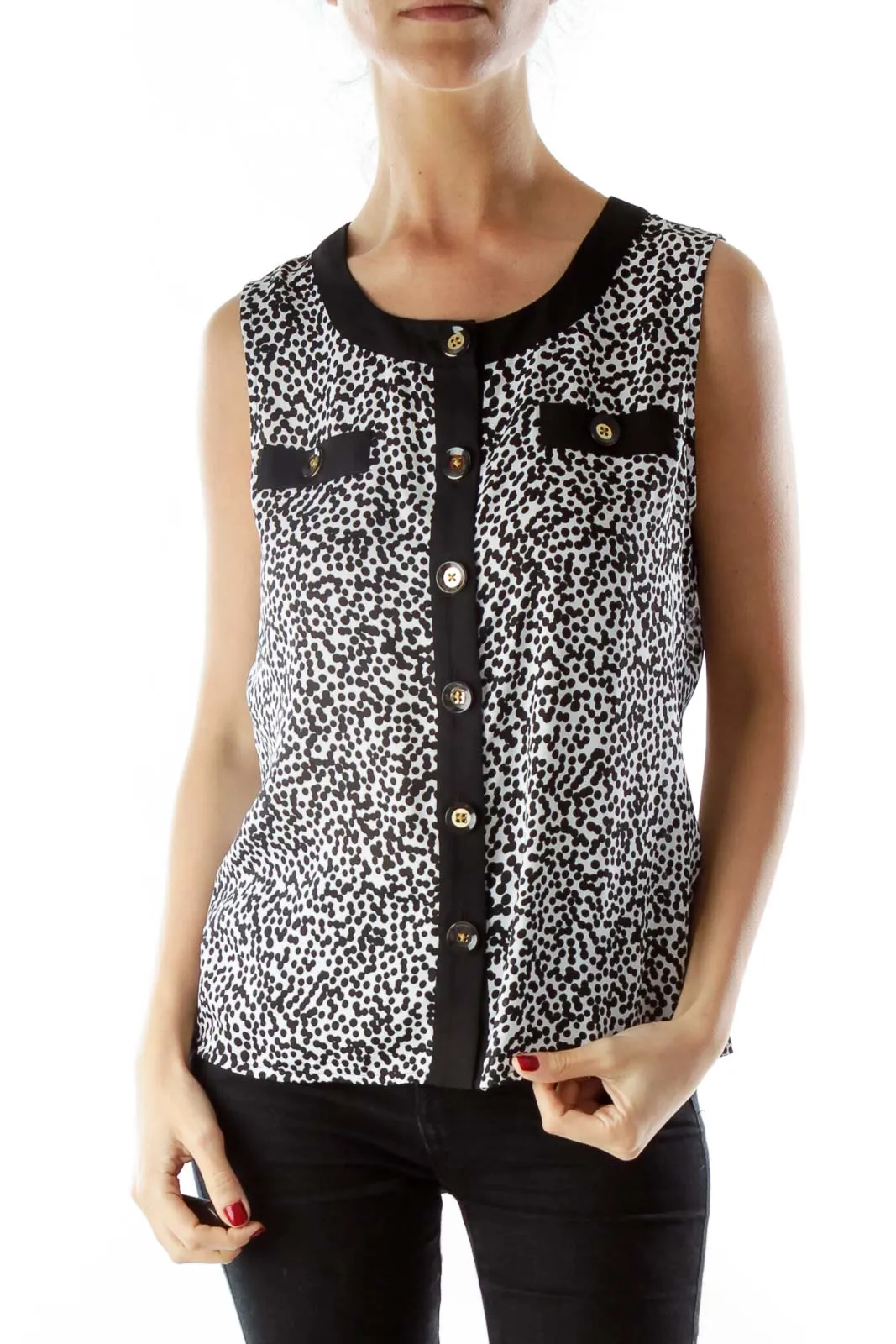 Black and white dotted tank top