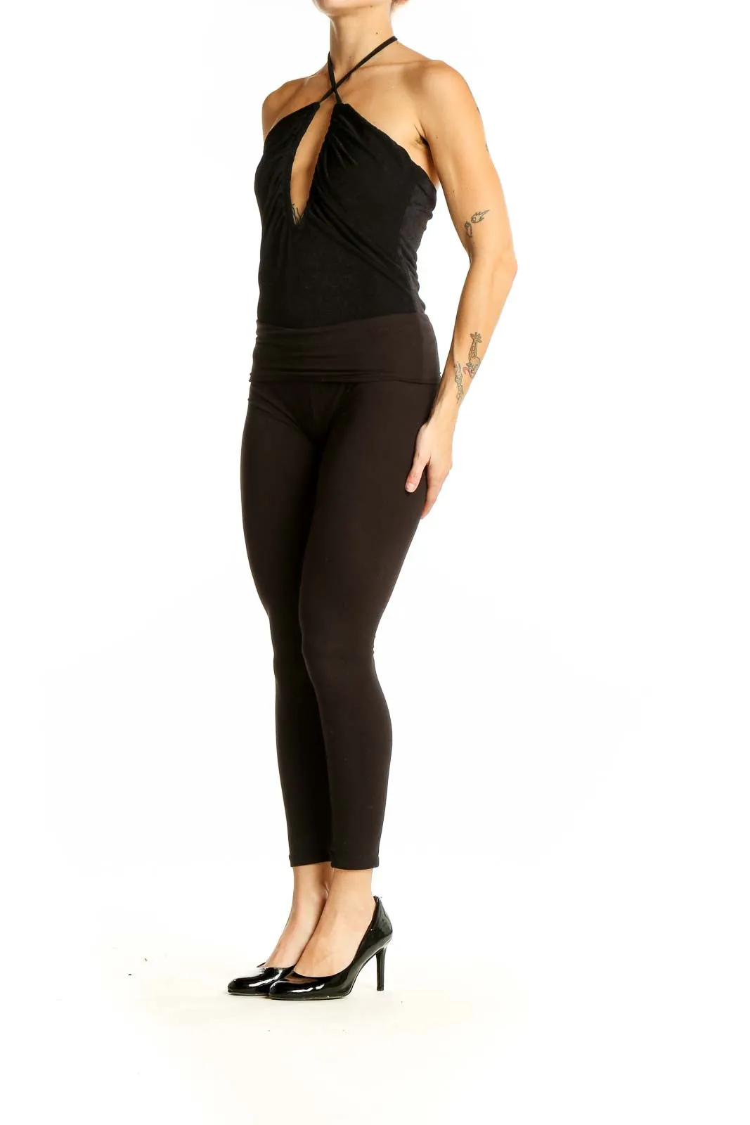 Black Halter Neck Bodysuit