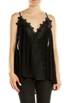 Black Lace Trim Tank Top