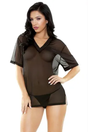 Brandy Mesh V-Neck Sleep Shirt and G-String in OS