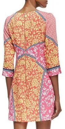 Bright Colored Printed Jersey Silk Mini Dress