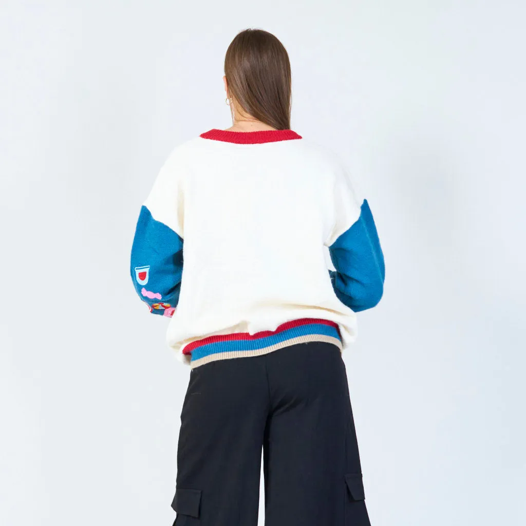 Candy-themed embroidered cardigan wholesale