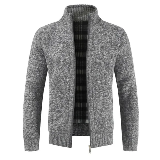 Casual Slim Full Zip Thick Knitted Cardigan Sweaters with Pockets