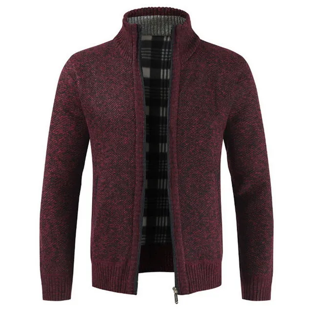 Casual Slim Full Zip Thick Knitted Cardigan Sweaters with Pockets
