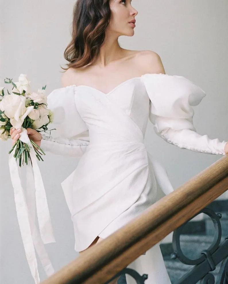 Chic Bubble Sleeves Wedding Dresses, Modern Wedding Dresses, Bridal Gown, Newest Wedding Dresses