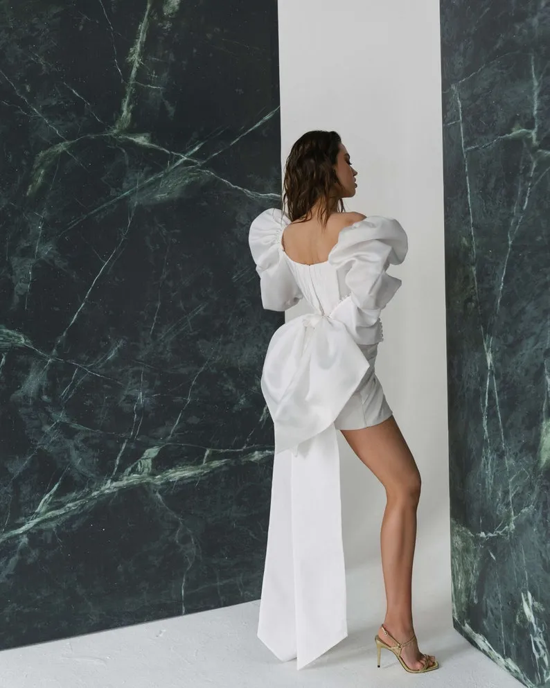 Chic Bubble Sleeves Wedding Dresses, Modern Wedding Dresses, Bridal Gown, Newest Wedding Dresses