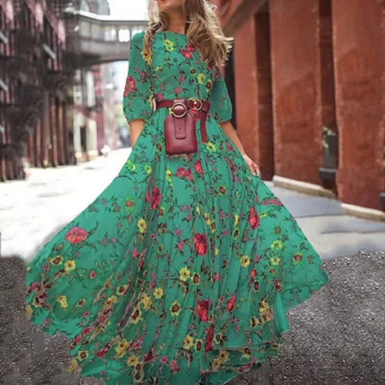 Chic Floral French-style Maxi Dress