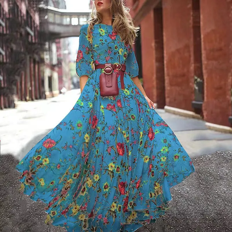 Chic Floral French-style Maxi Dress