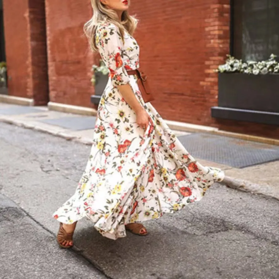 Chic Floral French-style Maxi Dress