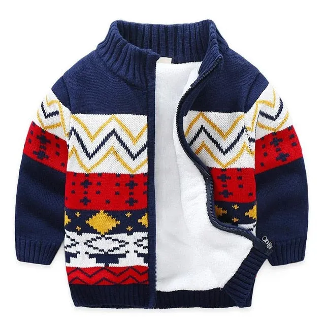 Children Kids Knitted Sweaters for boys Cardigan Thick Jacket