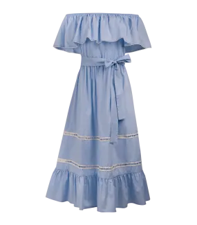 Chrysanthi Poplin Off Shoulder Long Dress
