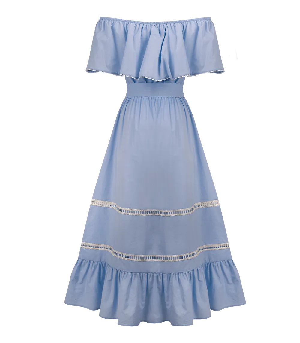 Chrysanthi Poplin Off Shoulder Long Dress