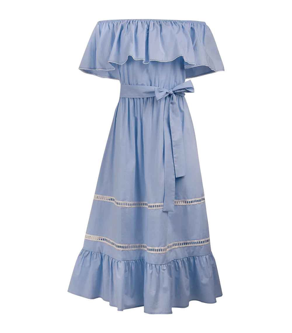 Chrysanthi Poplin Off Shoulder Long Dress