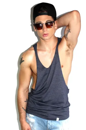 Core String Tank-Heather Navy