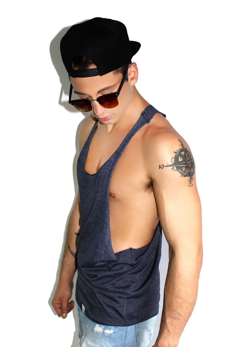 Core String Tank-Heather Navy
