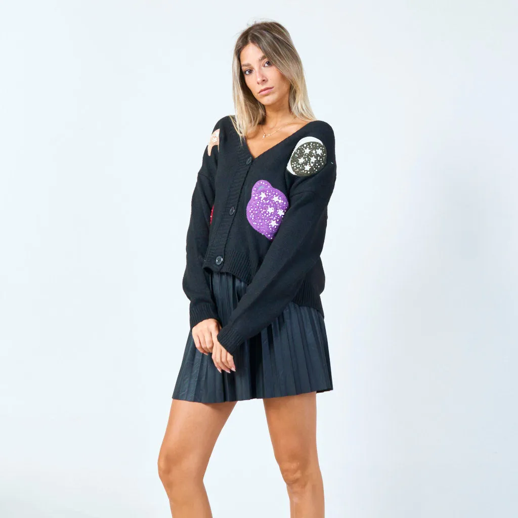 Cosmic applique cardigan wholesale