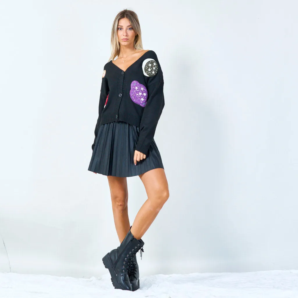 Cosmic applique cardigan wholesale
