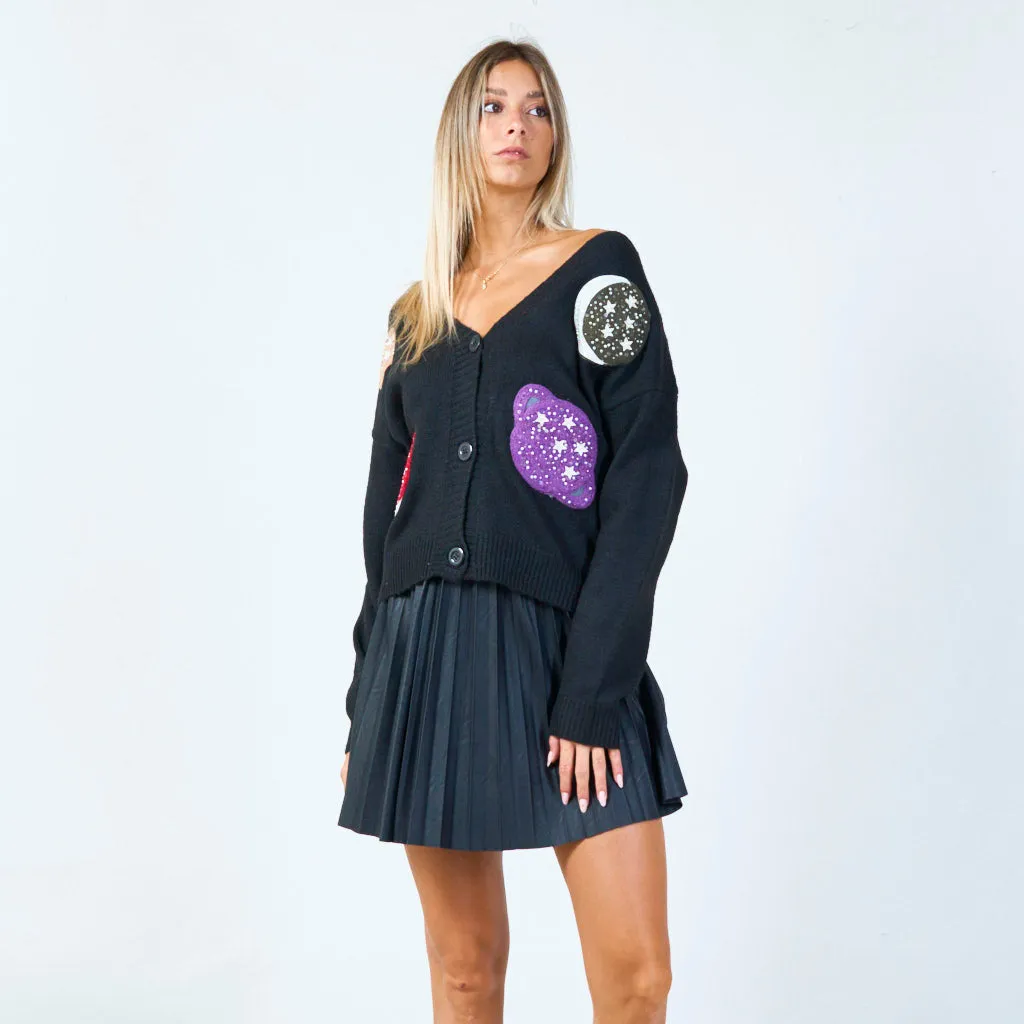 Cosmic applique cardigan wholesale