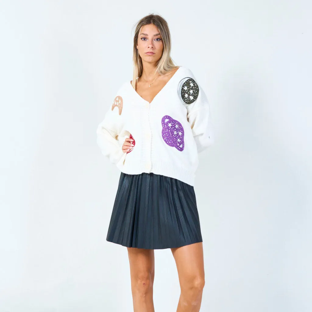 Cosmic applique cardigan wholesale