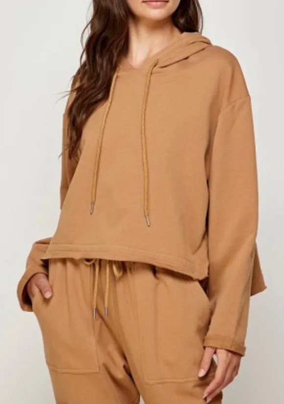 Drop Shoulder Raw Hem Oversized Hoodie