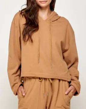 Drop Shoulder Raw Hem Oversized Hoodie