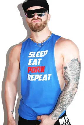 Eat Porn Repeat Low Arm Shedder Tank- Royal