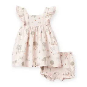 Elegant Baby Printed Muslin Dress w/ Bloomer~Garden Picnic