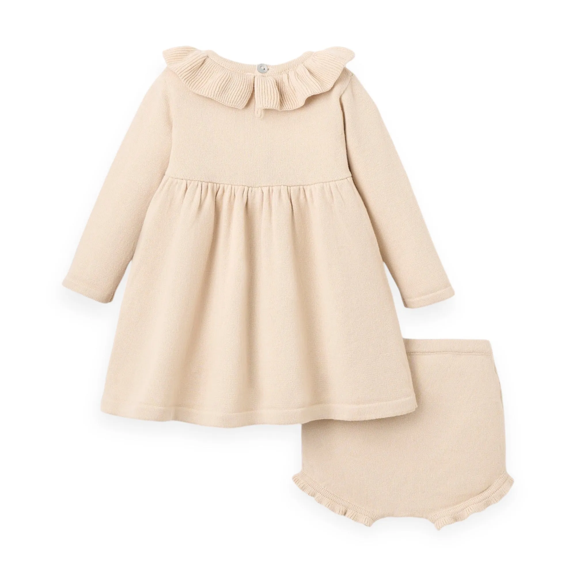 Elegant Baby Ruffle Collar Knit Dress w/ Bloomer ~ Hedgehog