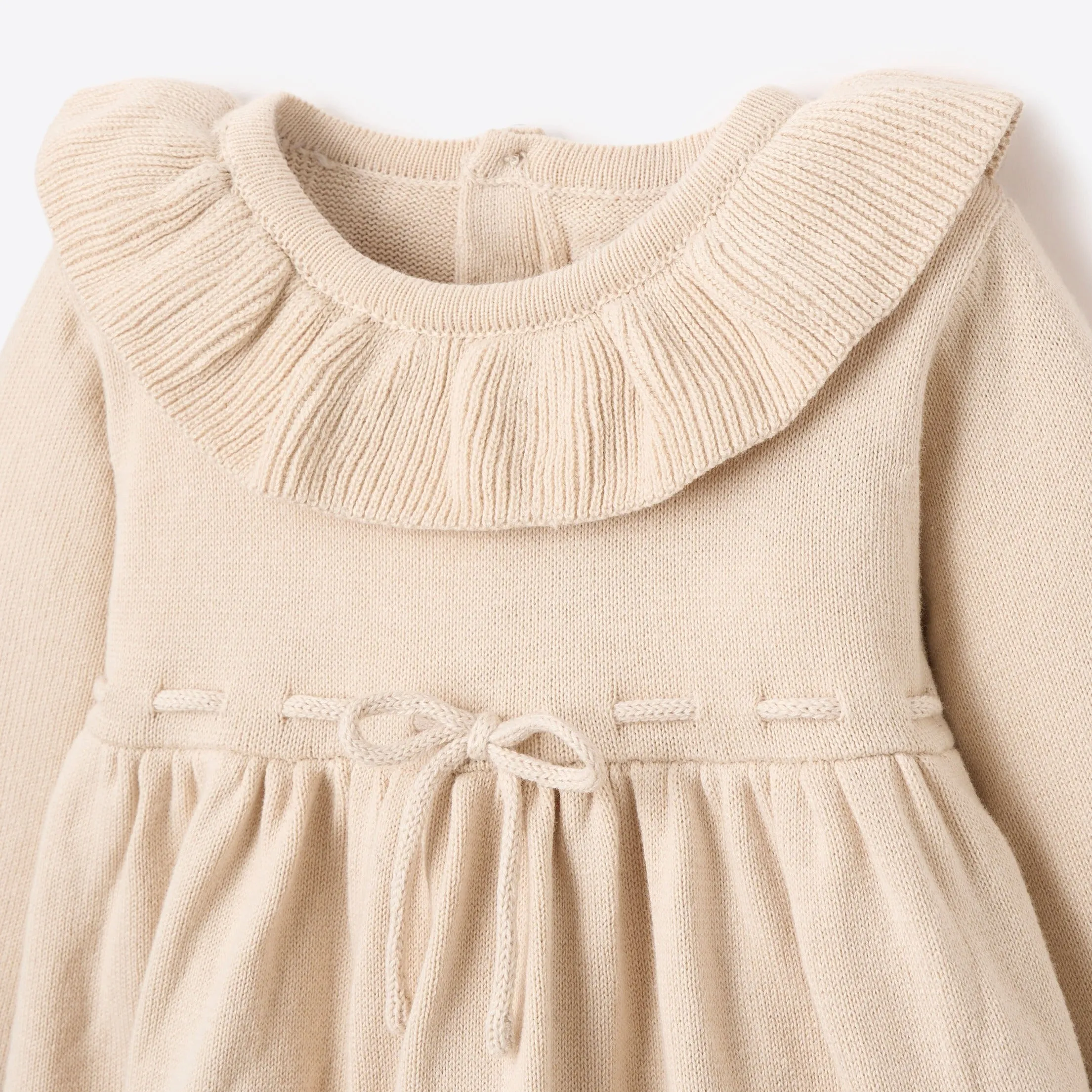 Elegant Baby Ruffle Collar Knit Dress w/ Bloomer ~ Hedgehog