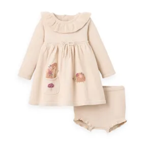 Elegant Baby Ruffle Collar Knit Dress w/ Bloomer ~ Hedgehog