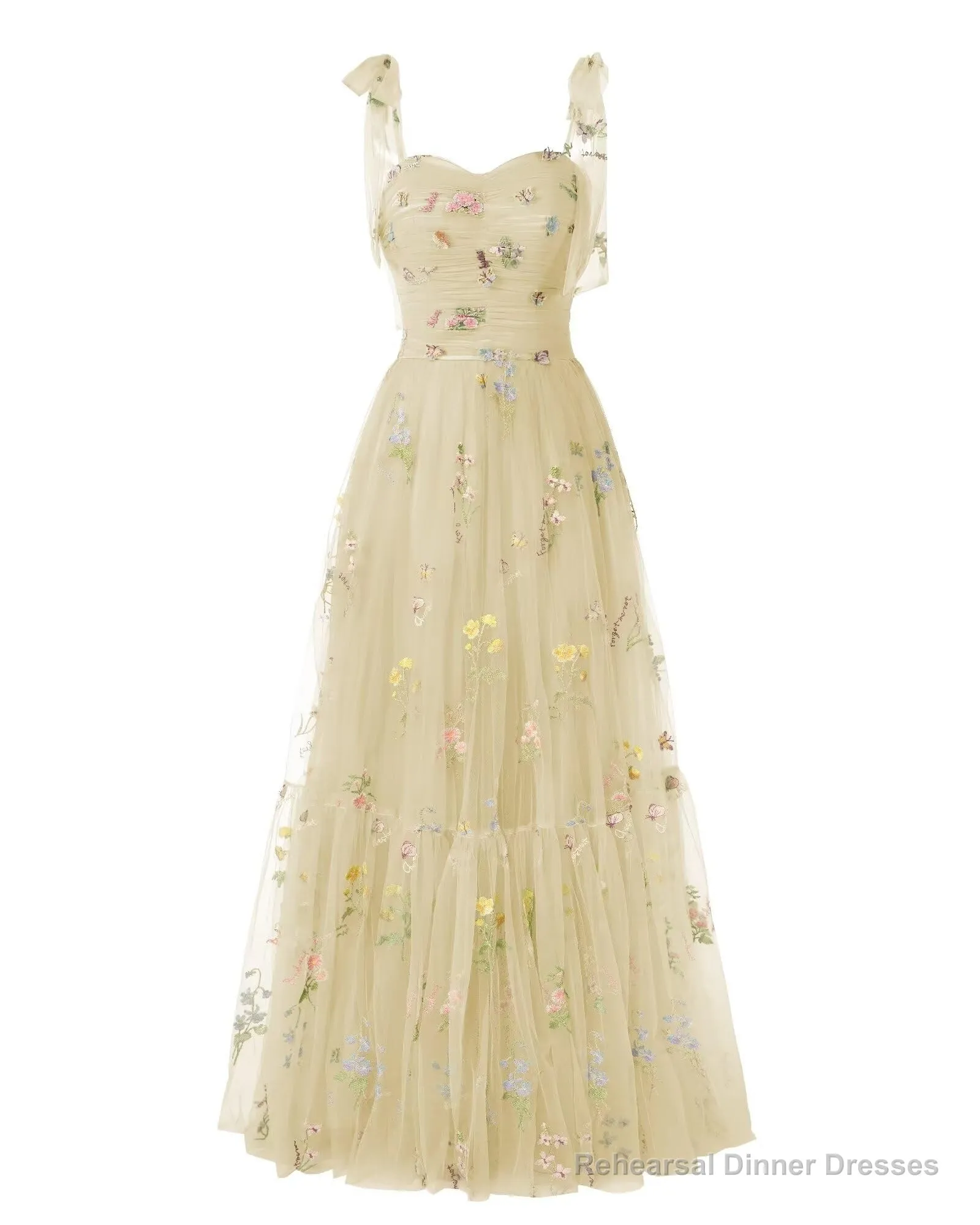 Elegant Embroidery Champagne Prom Dresses Sweetheart Spaghetti Straps A Line Party Dress Long Simple Formal Dress