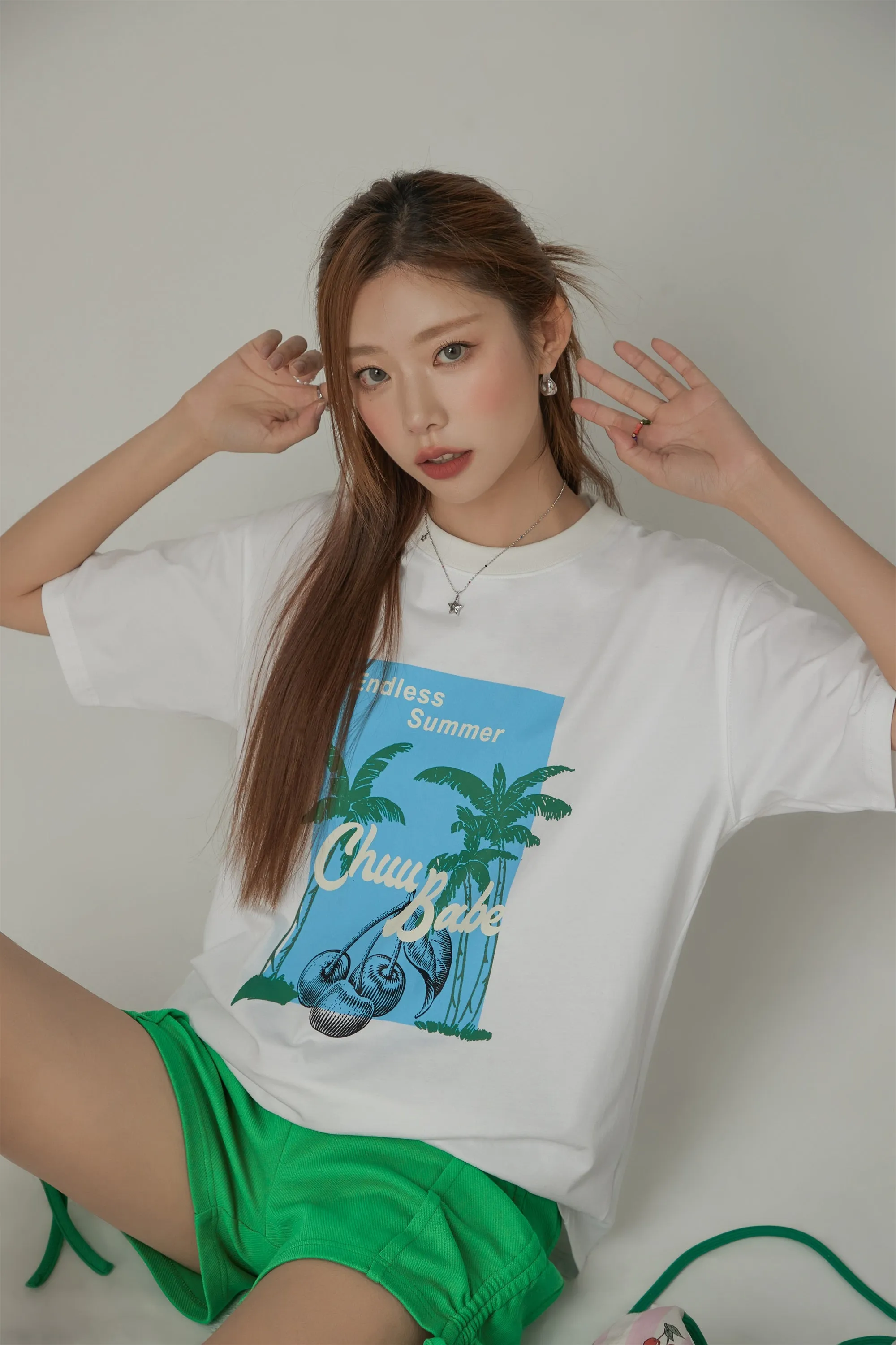 Endless Summer Printed Palm Trees Loose Fit T-Shirt