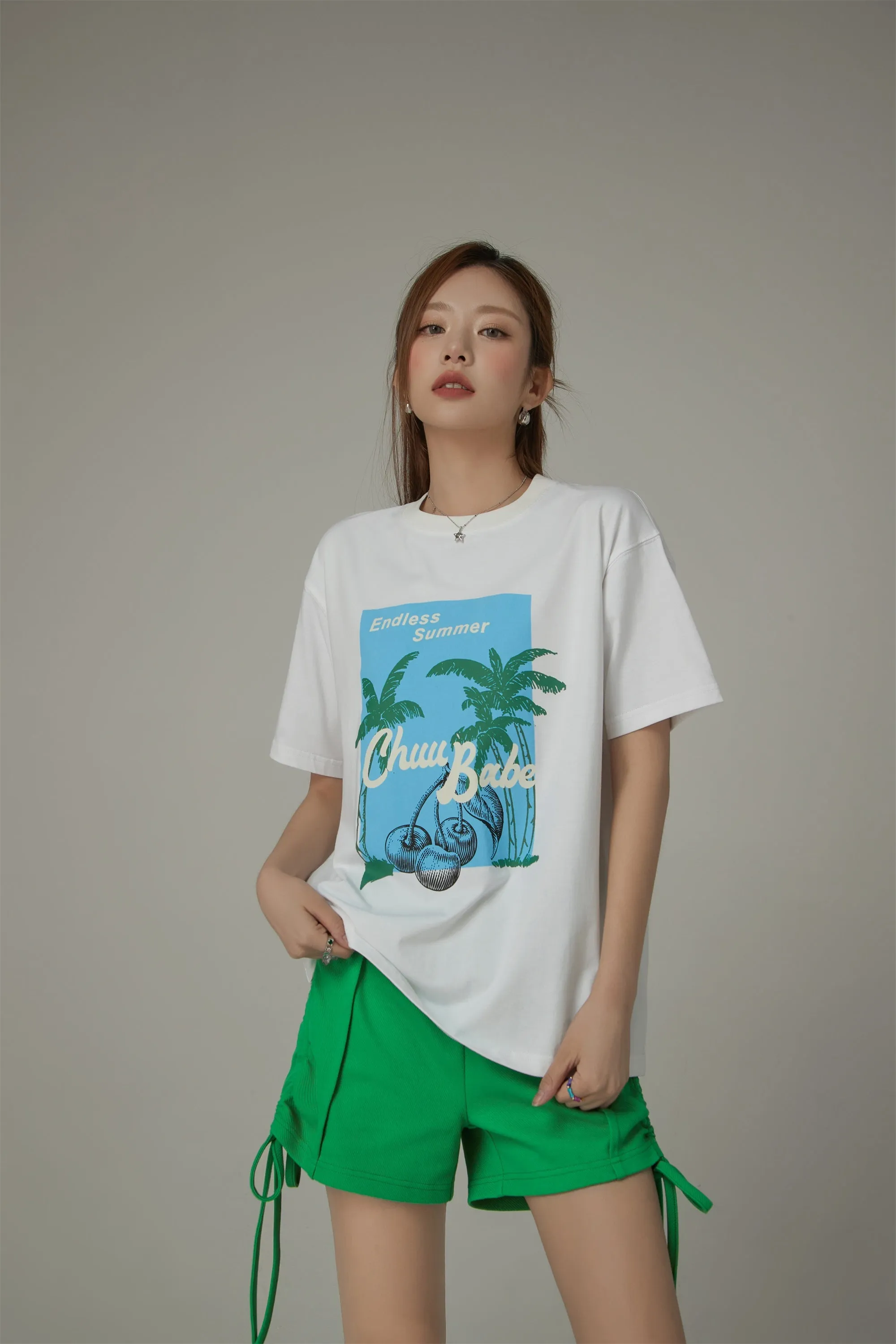 Endless Summer Printed Palm Trees Loose Fit T-Shirt