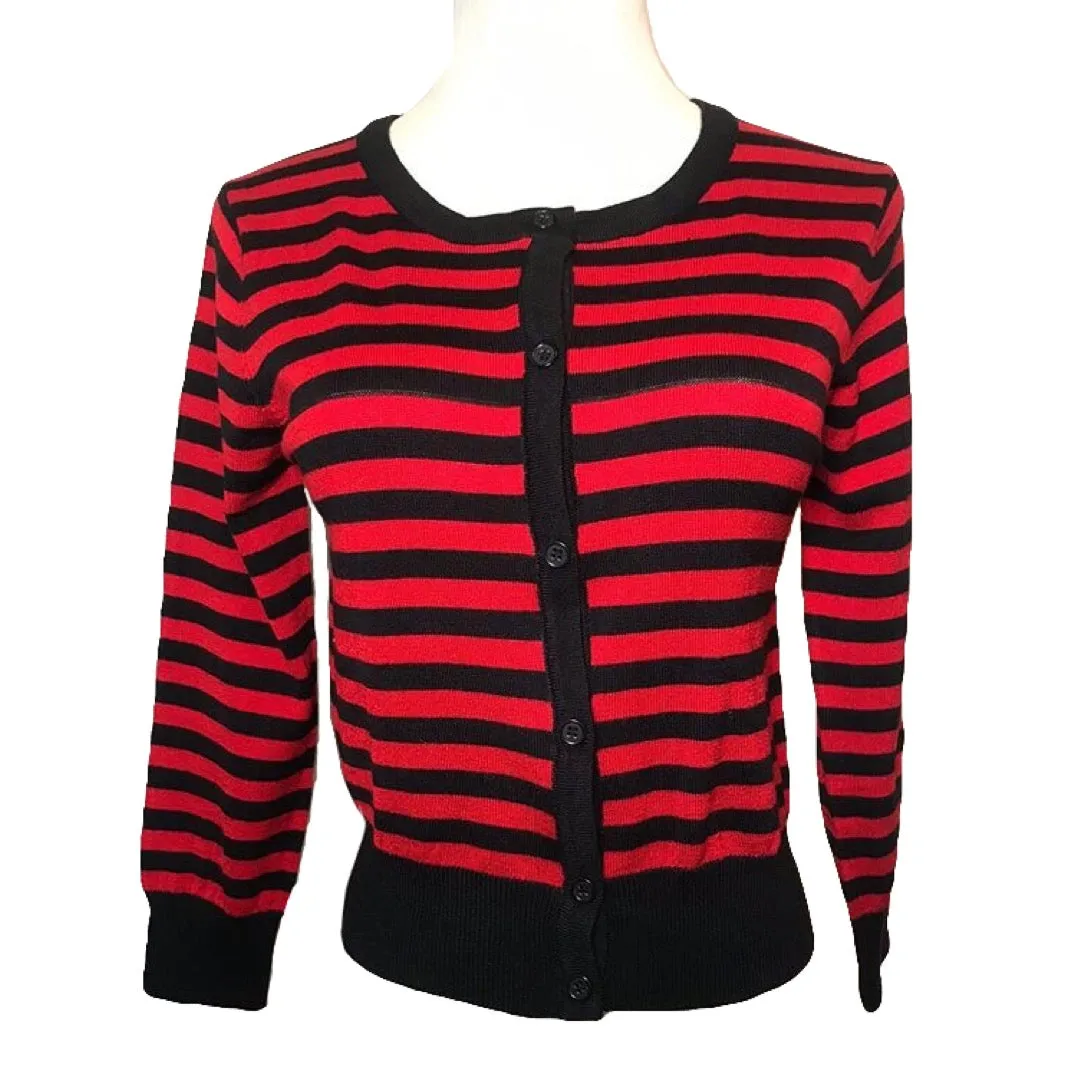Fredi Red and Black Striped Cardigan