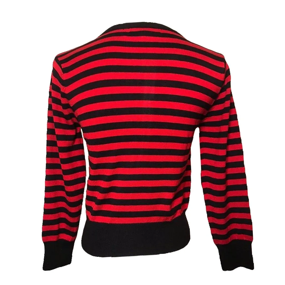 Fredi Red and Black Striped Cardigan