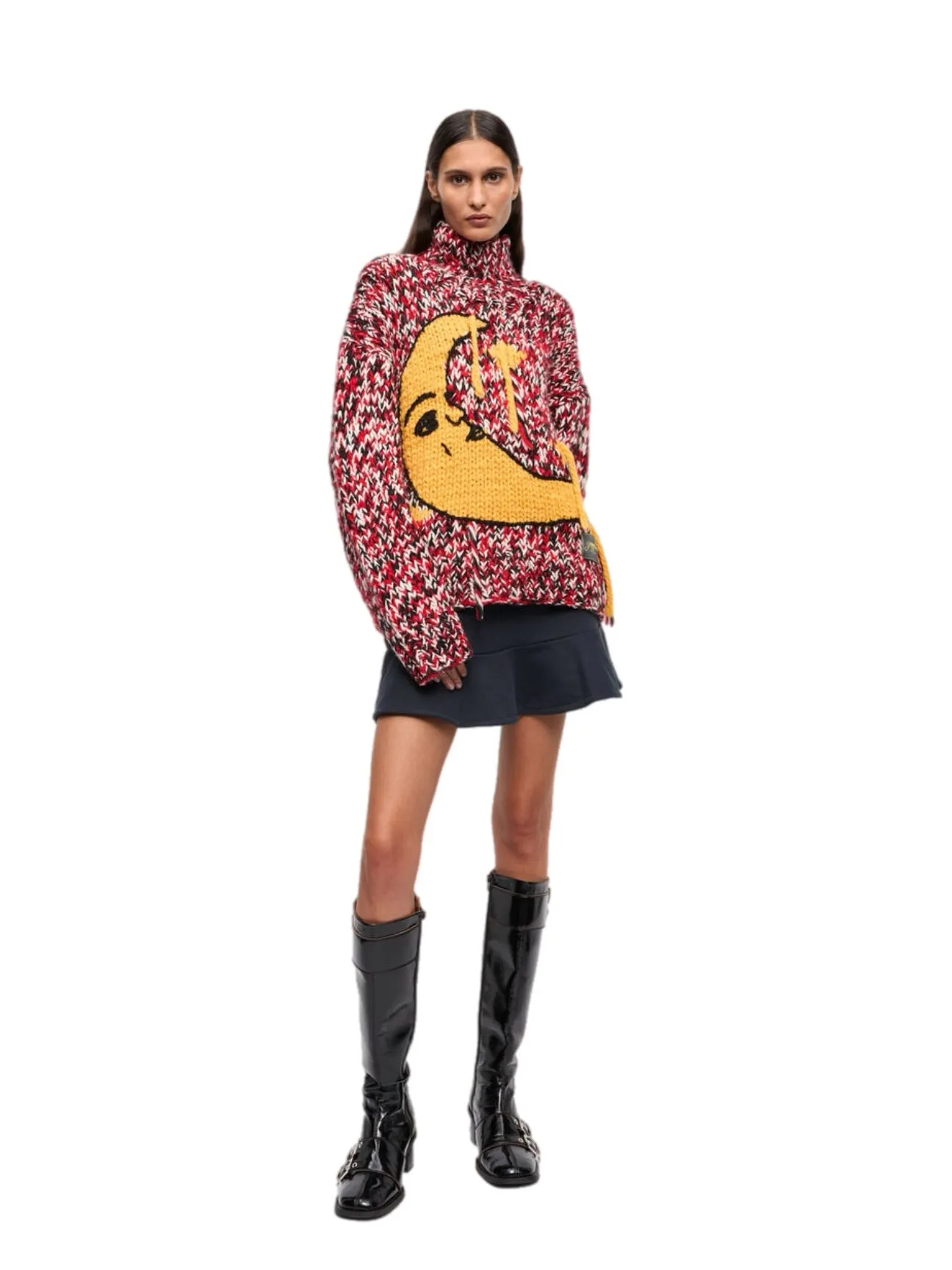Ganni Graphic Wool Handknit Turtleneck