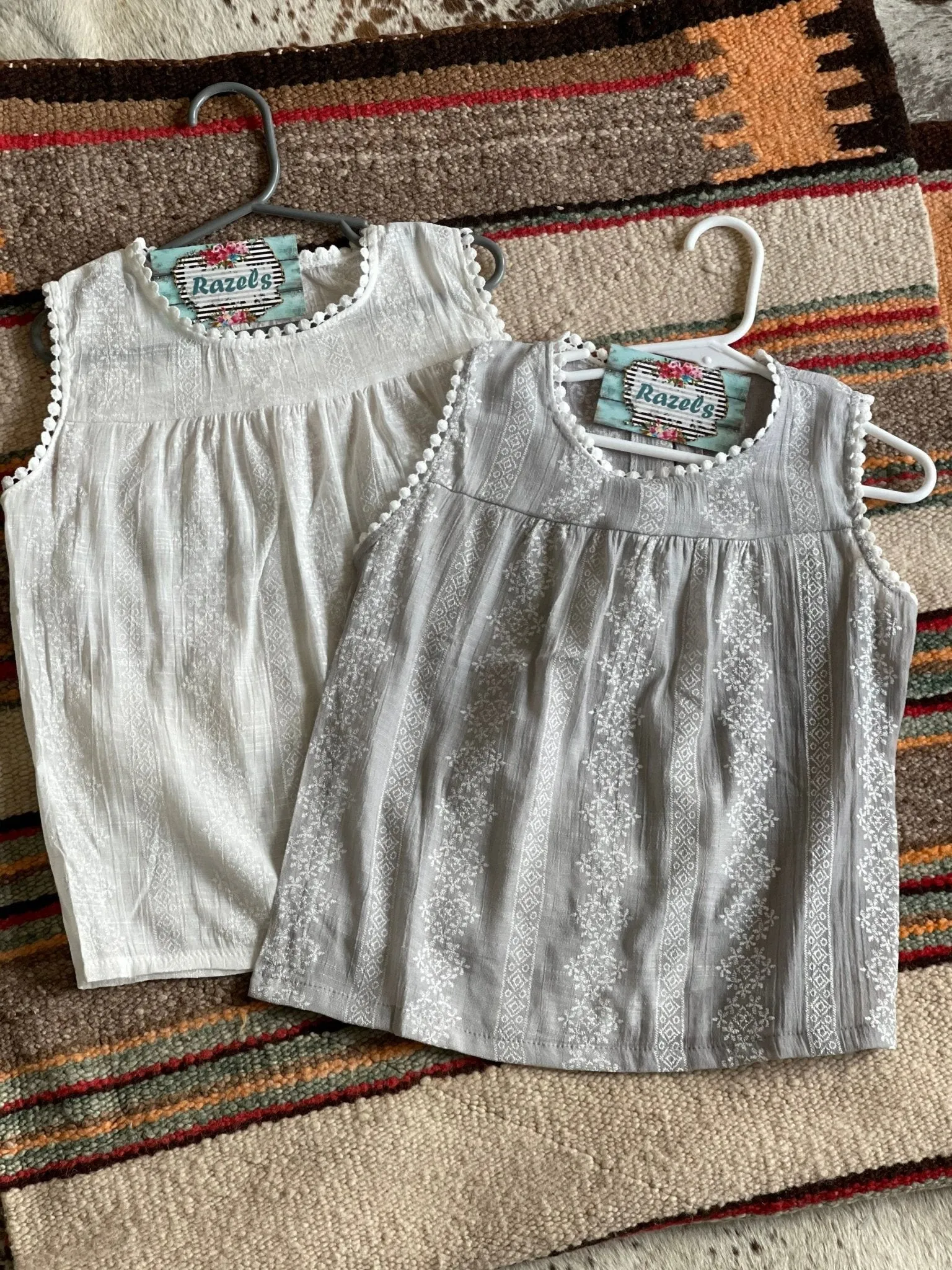 Girls Summer Embroidered Tank Top | Pretty Spring Summer Tank | Lace Layering Top