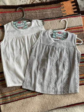 Girls Summer Embroidered Tank Top | Pretty Spring Summer Tank | Lace Layering Top