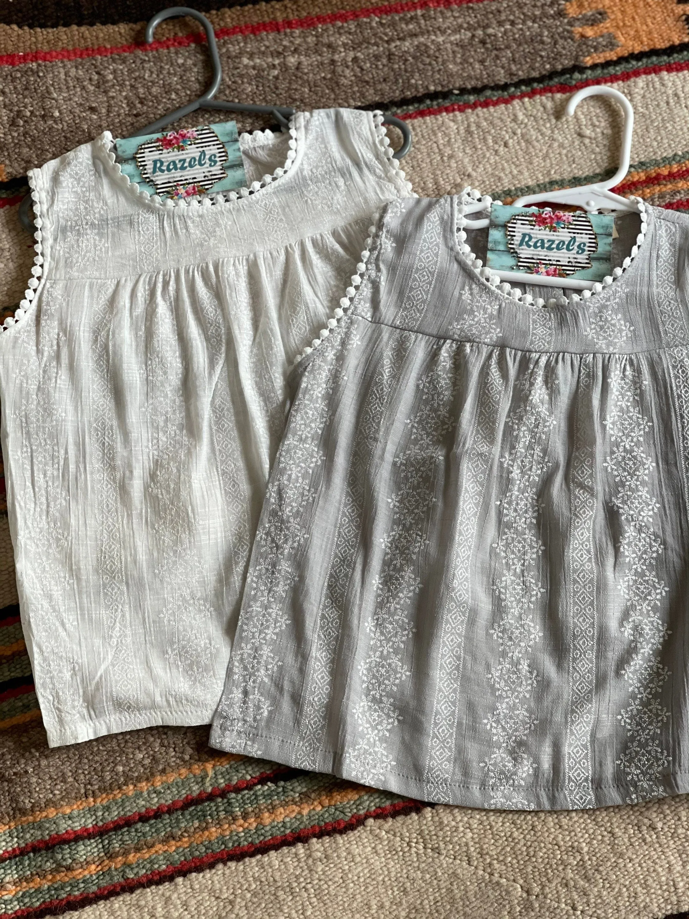 Girls Summer Embroidered Tank Top | Pretty Spring Summer Tank | Lace Layering Top
