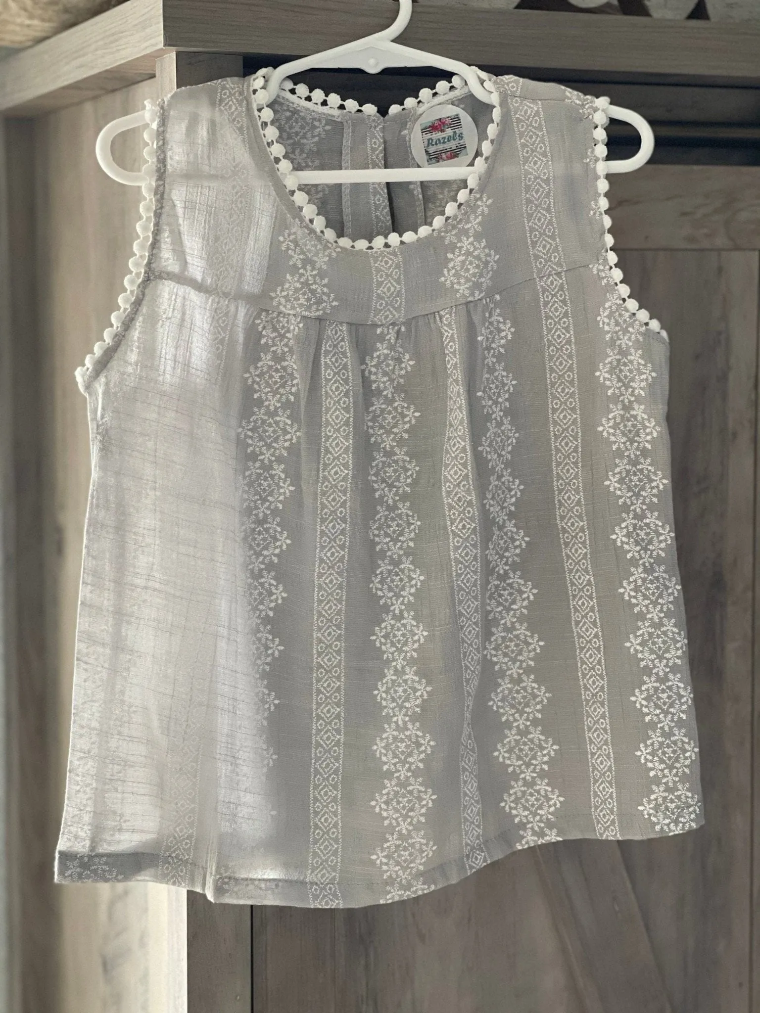 Girls Summer Embroidered Tank Top | Pretty Spring Summer Tank | Lace Layering Top